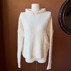 Anthropologie Ivory Cowl Neck Sweater